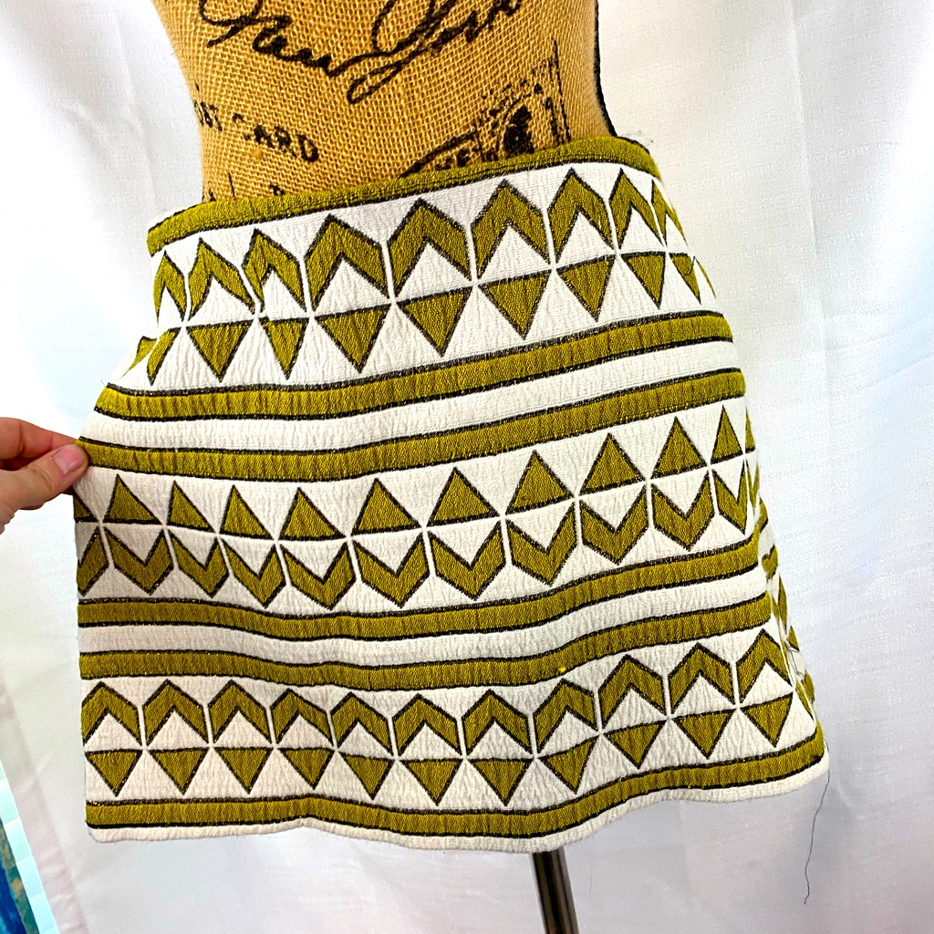 Funky Gold And Cream Zara Mini Skirt